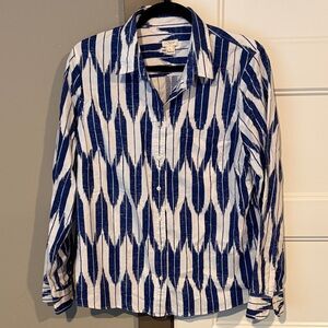 J. Crew Blue and White Patterned Button-Down Shirt